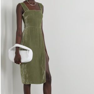 REFORMATION Velvet Sleeveless Green Midi Dress